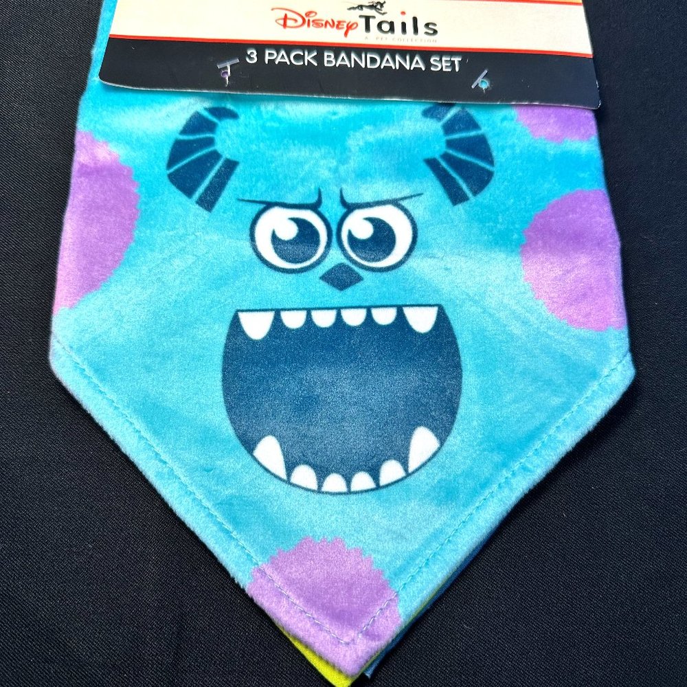 Disney Tails Monsters Inc 3-Pack Bandana Set for Smaller Dogs Fashion for Pets